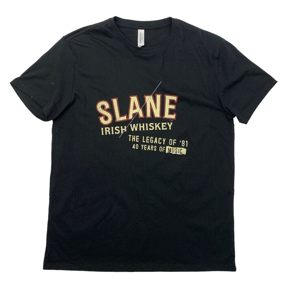 Slane Irish Whiskey T Shirt Mens L Large Black Short Sleeve Cotton Blend New